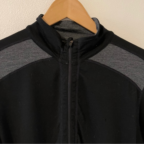 Ibex Merino Wool Full Zipper Lightweight Black Gray Sweater-Medium - Picture 3 of 15